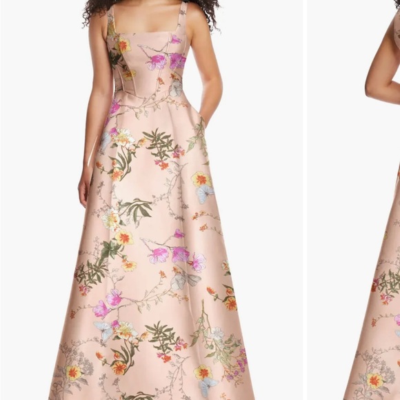 Alfred Sung Floral Corset Satin Gown - Picture 1 of 5